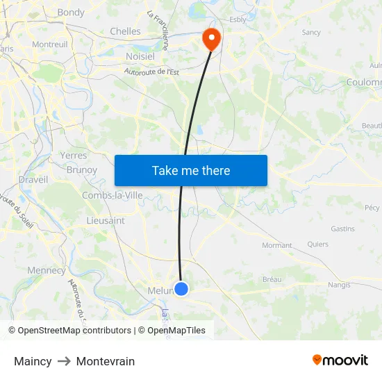 Maincy to Montevrain map