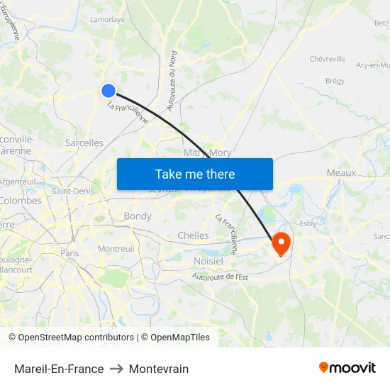 Mareil-En-France to Montevrain map