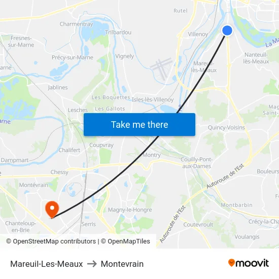 Mareuil-Les-Meaux to Montevrain map