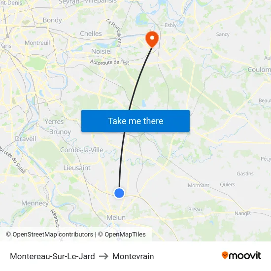 Montereau-Sur-Le-Jard to Montevrain map