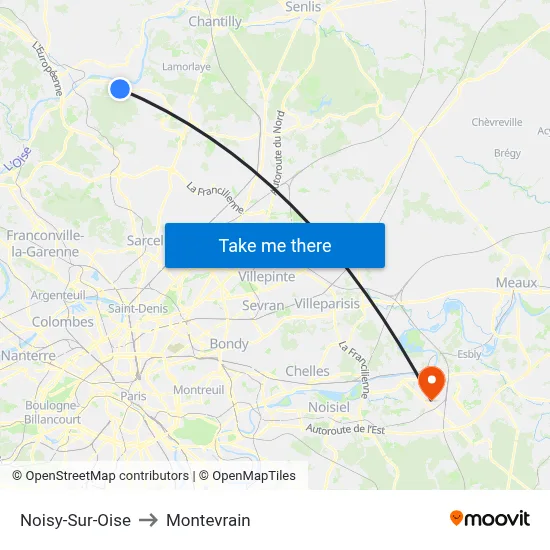 Noisy-Sur-Oise to Montevrain map