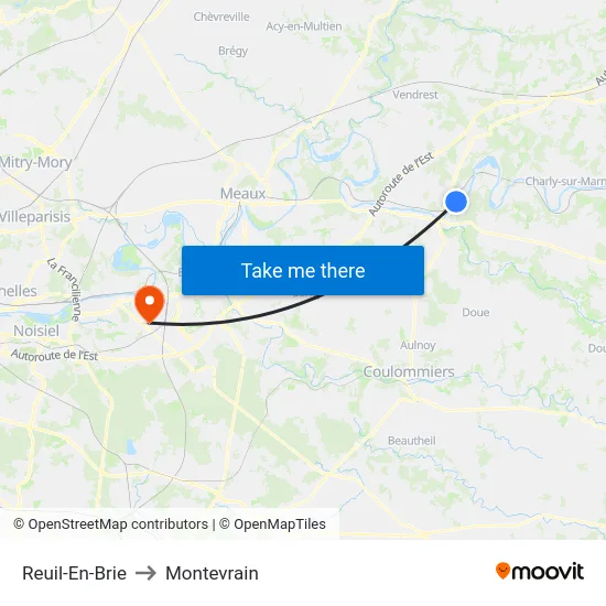 Reuil-En-Brie to Montevrain map