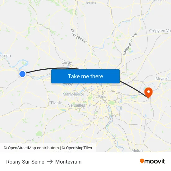 Rosny-Sur-Seine to Montevrain map