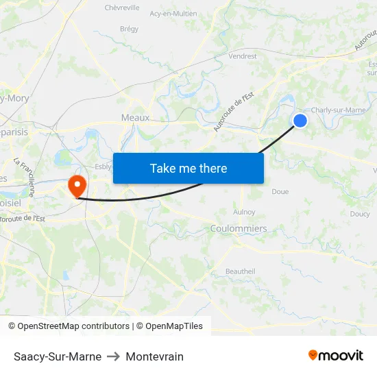 Saacy-Sur-Marne to Montevrain map