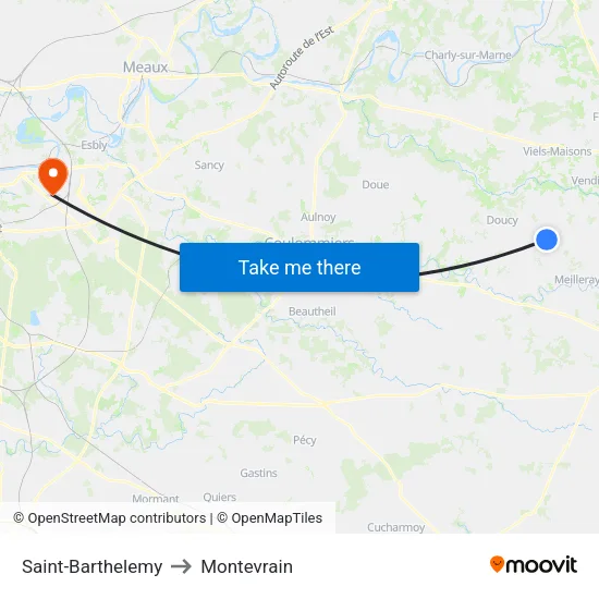Saint-Barthelemy to Montevrain map