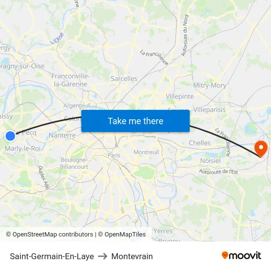 Saint-Germain-En-Laye to Montevrain map