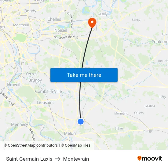 Saint-Germain-Laxis to Montevrain map