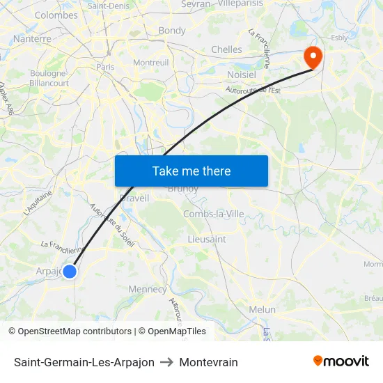Saint-Germain-Les-Arpajon to Montevrain map