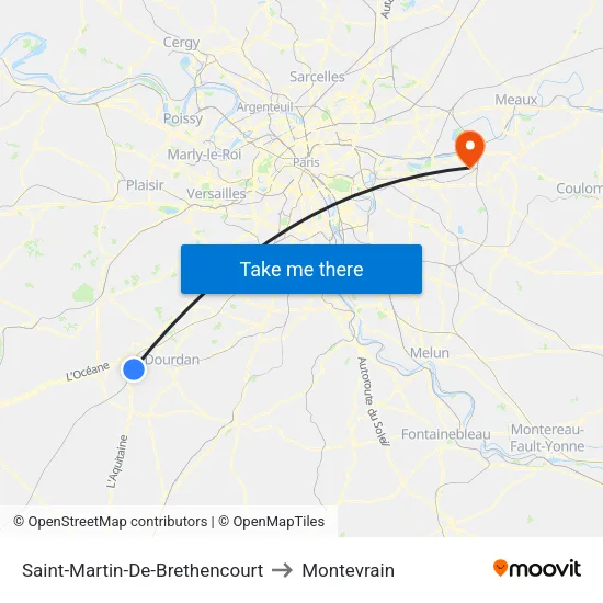 Saint-Martin-De-Brethencourt to Montevrain map