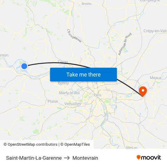Saint-Martin-La-Garenne to Montevrain map