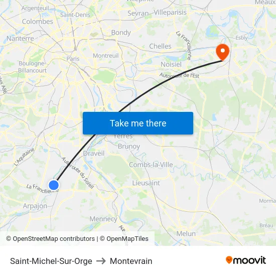 Saint-Michel-Sur-Orge to Montevrain map