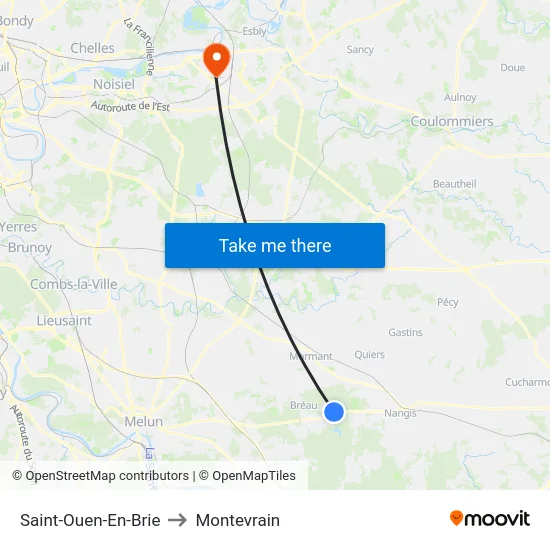 Saint-Ouen-En-Brie to Montevrain map