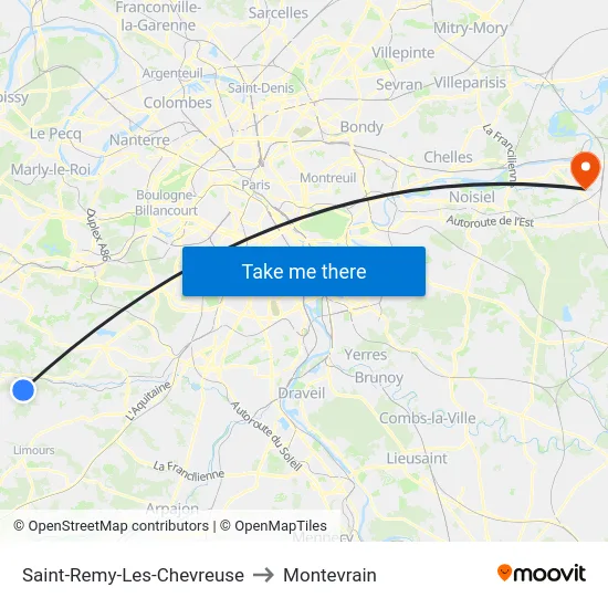 Saint-Remy-Les-Chevreuse to Montevrain map