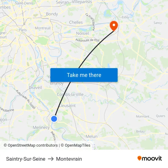 Saintry-Sur-Seine to Montevrain map