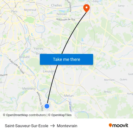 Saint-Sauveur-Sur-Ecole to Montevrain map