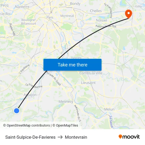 Saint-Sulpice-De-Favieres to Montevrain map