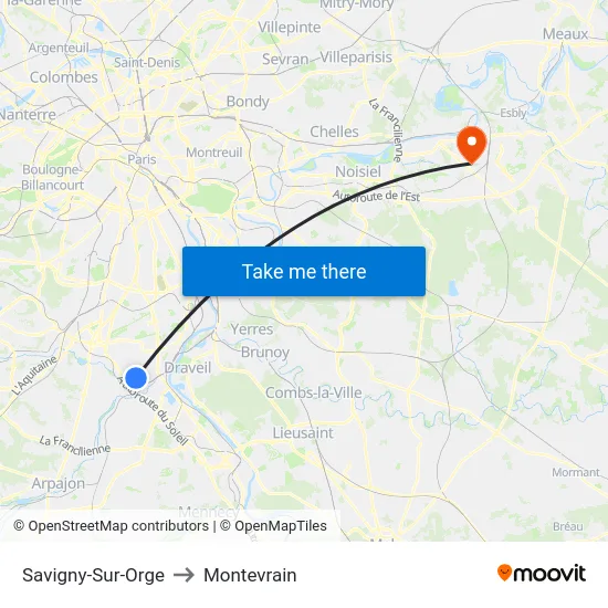 Savigny-Sur-Orge to Montevrain map