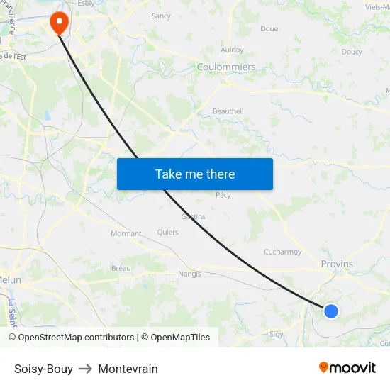 Soisy-Bouy to Montevrain map
