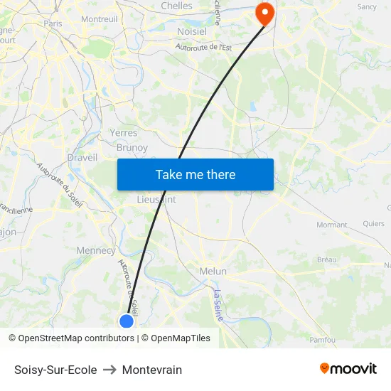 Soisy-Sur-Ecole to Montevrain map