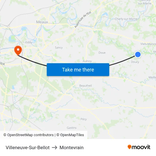 Villeneuve-Sur-Bellot to Montevrain map