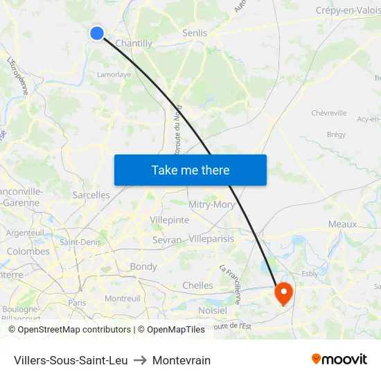 Villers-Sous-Saint-Leu to Montevrain map