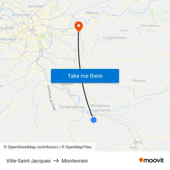 Ville-Saint-Jacques to Montevrain map