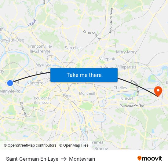 Saint-Germain-En-Laye to Montevrain map