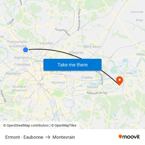 Ermont - Eaubonne to Montevrain map