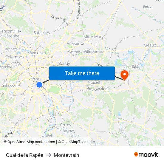 Quai de la Rapée to Montevrain map