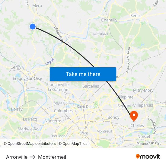 Arronville to Montfermeil map