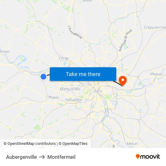 Aubergenville to Montfermeil map