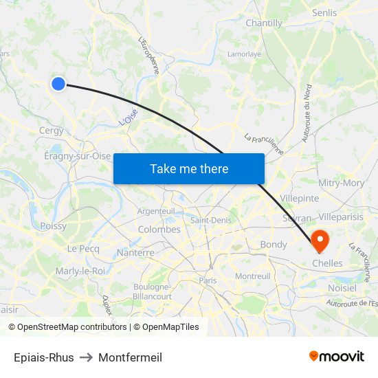 Epiais-Rhus to Montfermeil map