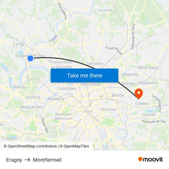 Eragny to Montfermeil map