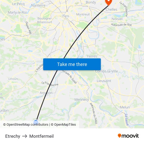 Etrechy to Montfermeil map