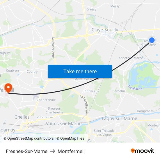 Fresnes-Sur-Marne to Montfermeil map