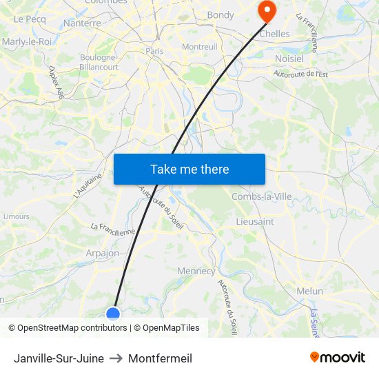 Janville-Sur-Juine to Montfermeil map