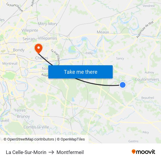 La Celle-Sur-Morin to Montfermeil map