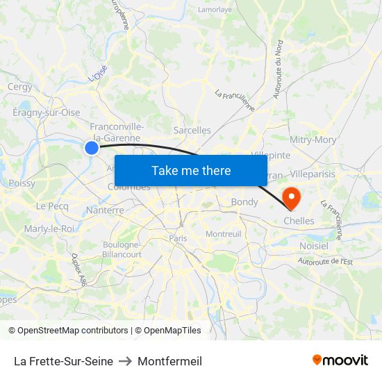 La Frette-Sur-Seine to Montfermeil map