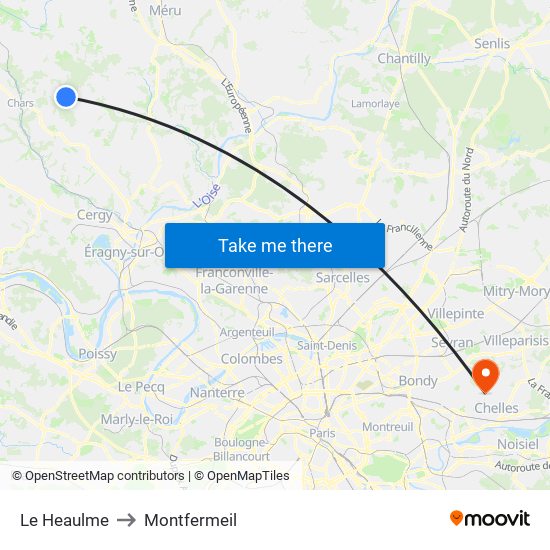 Le Heaulme to Montfermeil map