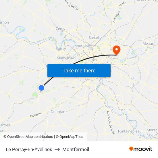 Le Perray-En-Yvelines to Montfermeil map