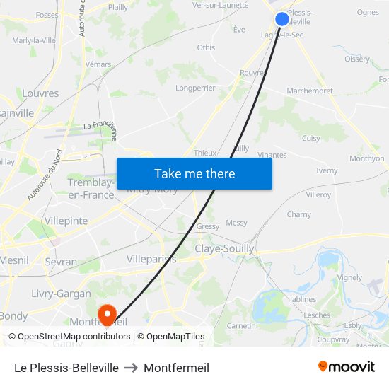 Le Plessis-Belleville to Montfermeil map