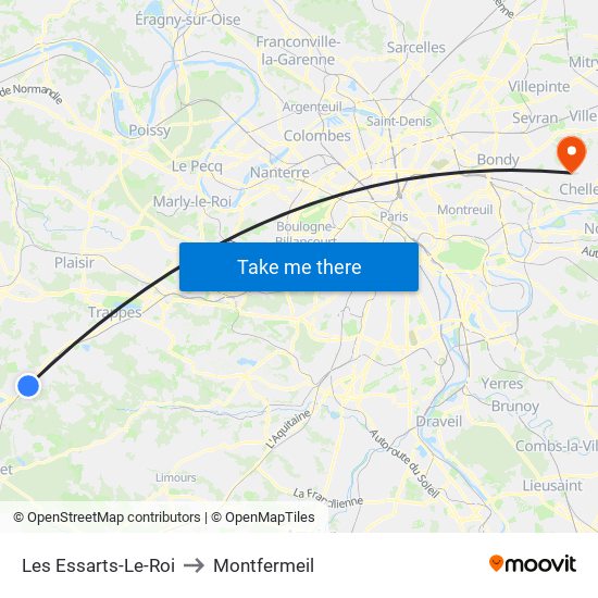 Les Essarts-Le-Roi to Montfermeil map