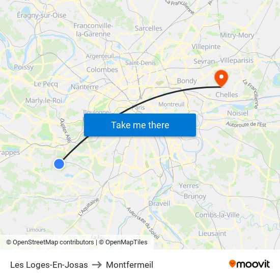 Les Loges-En-Josas to Montfermeil map