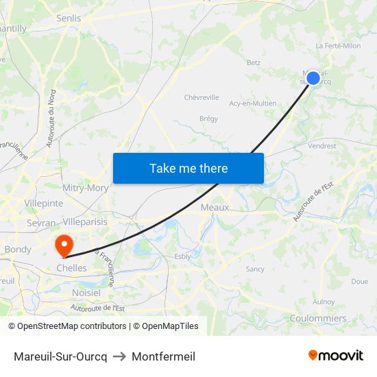 Mareuil-Sur-Ourcq to Montfermeil map