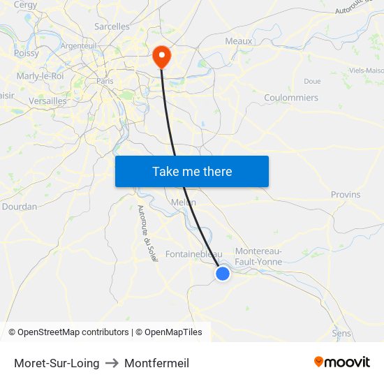 Moret-Sur-Loing to Montfermeil map