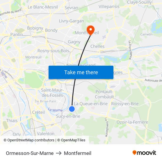 Ormesson-Sur-Marne to Montfermeil map