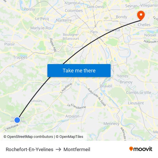 Rochefort-En-Yvelines to Montfermeil map