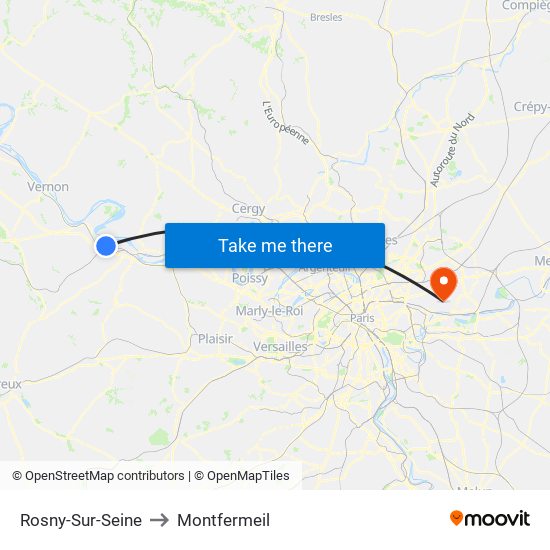 Rosny-Sur-Seine to Montfermeil map