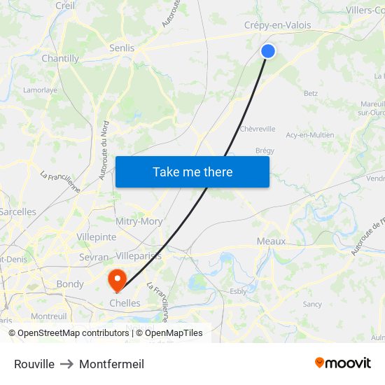 Rouville to Montfermeil map