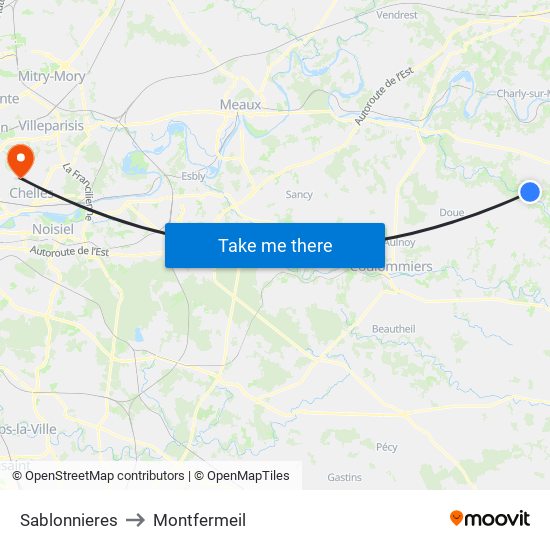 Sablonnieres to Montfermeil map